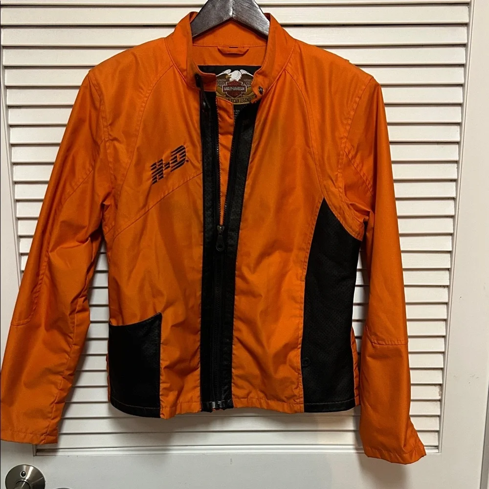 Harley-Davidson Orange and Black Nylon Riding Jacket - Picture 1 of 3
